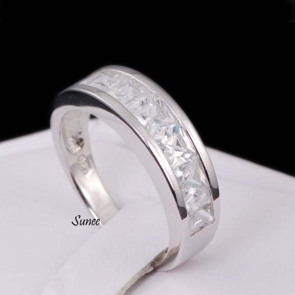 Real 925 His Hers Wedding Engagement Ring Set - Picture 7 of 7